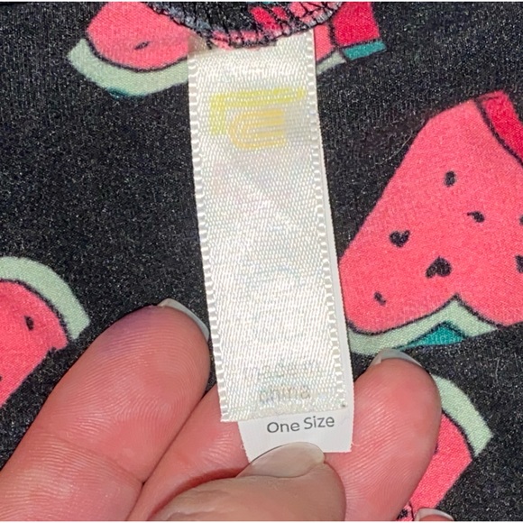 Lularoe Black with Pink & Green Watermelon Heart Slices Legging OS - Picture 5 of 7